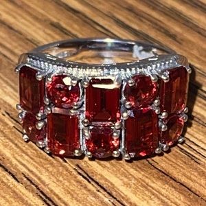 Gorgeous! Karis Square Garnet Sterling Silver 925 Ring